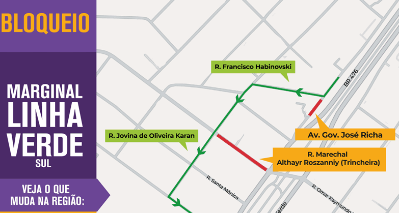 Trecho da marginal da Linha Verde Sul será bloqueado para obras das trincheiras da Estação Vila São Pedro