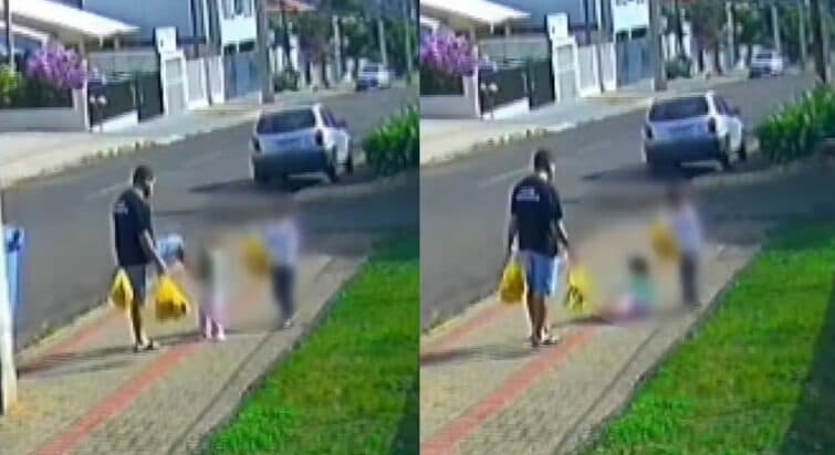 VÍDEO: Pai é flagrado chutando filha de três anos e passa a ser investigado pela polícia do Paraná
