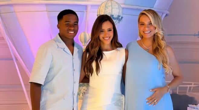 Endrick e Gabriely Miranda realizam chá de bebê luxuoso com Biancardi e mais famoso e revelam nome do filho