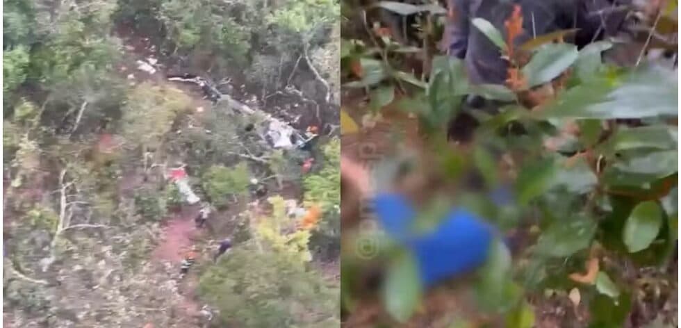 Vídeo mostra resgate de sobreviventes em área de mata fechada após queda de helicóptero em SP