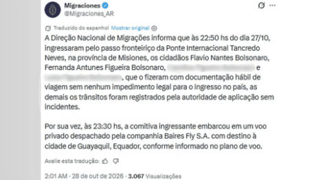 Flávio Bolsonaro usou passaporte italiano para deixar a Argentina em jatinho após atravessar fronteira pelo Paraná